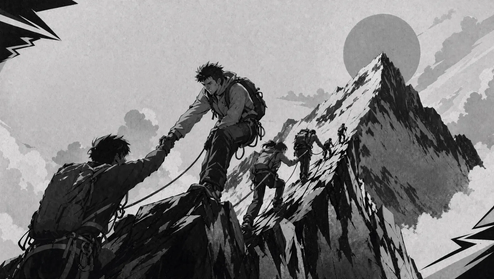 Climbers ascending a mountain together — a metaphor for service growth