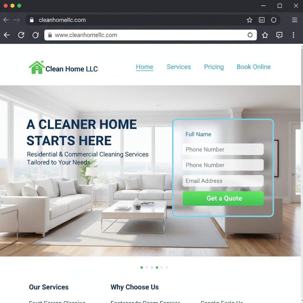 Cleaning website mockup