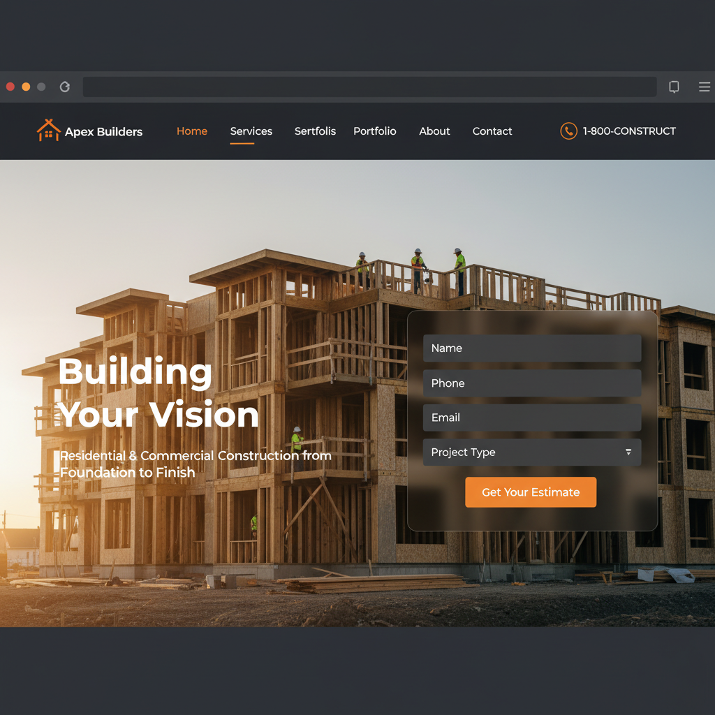 Construction website mockup