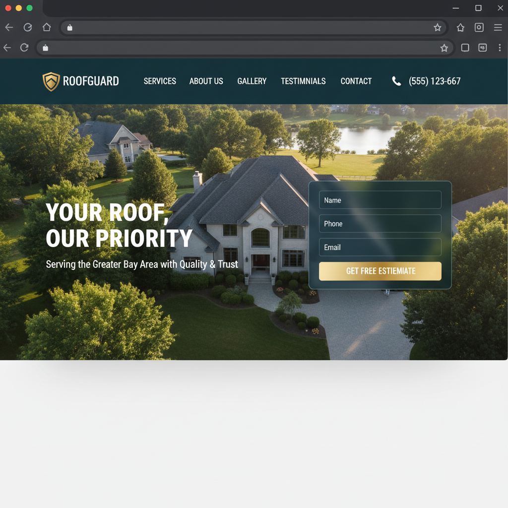 Roofing website mockup