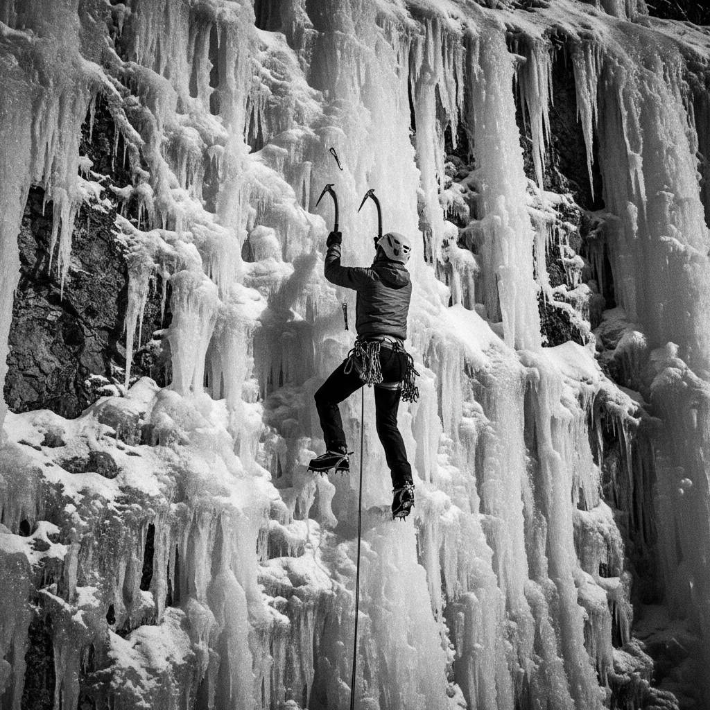 Ice wall climber - representing the climb of growing a business